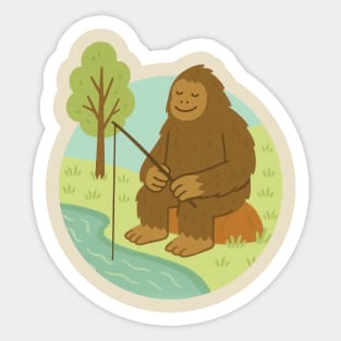 Bigfoot Goes Fishing Sticker